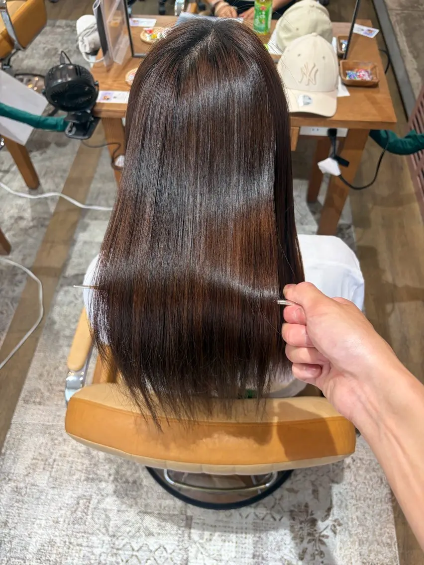 ロング カット 縮毛矯正 トリートメント 【ハイライト】 YUYAのヘアスタイル