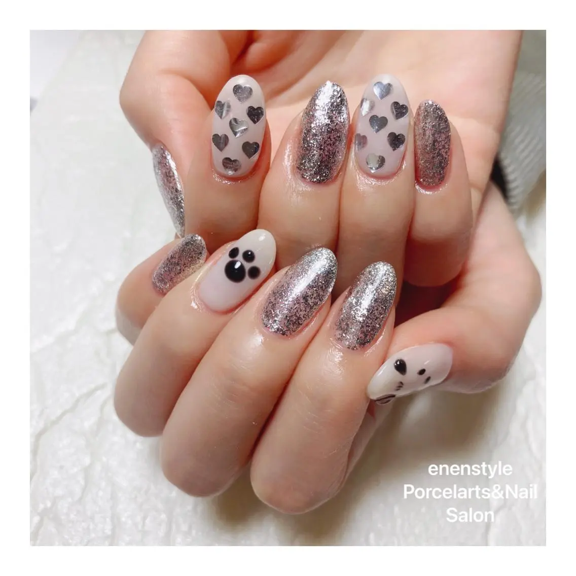 ミディアム ネイル ハンドネイル 🐾enen style 🐾のネイルデザイン
