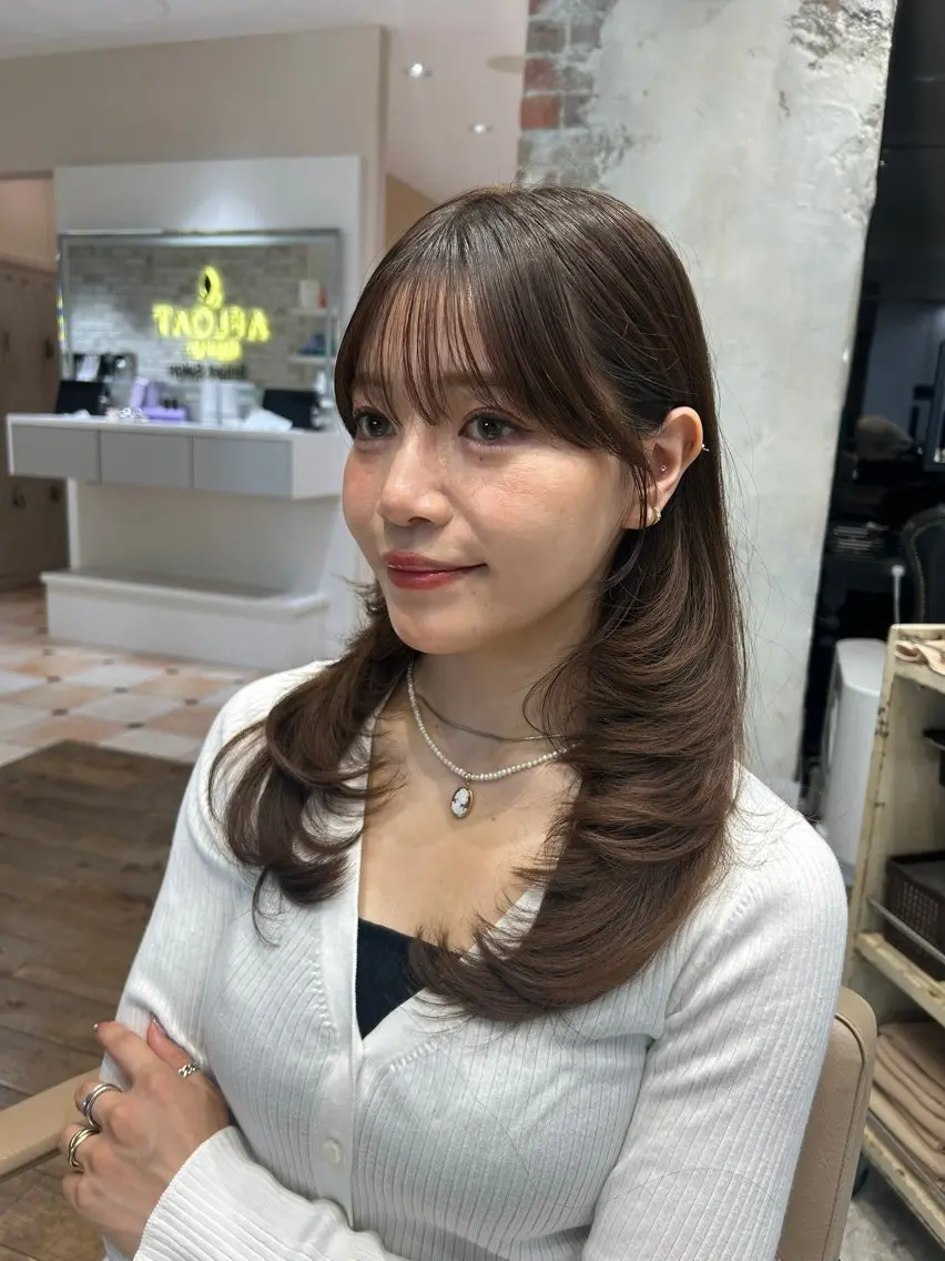 ロング カット ヘアカラー トリートメント 🎀大竹美侑/顔まわ りカット/レイヤーのヘアスタイル