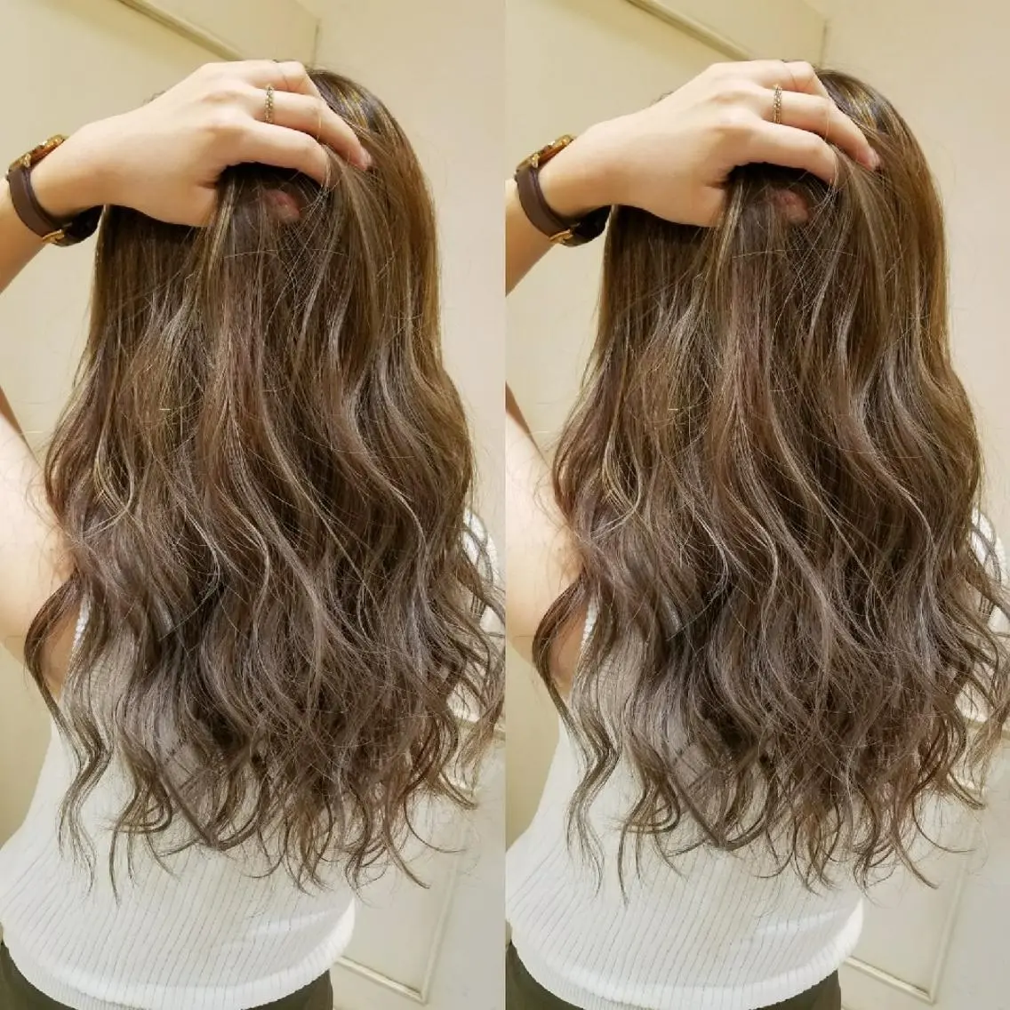 ロング カラー アッシュ ベージュカラー ハイライトカラー 外国人風カラー ハイライト ヘアカラー トリートメント ブリーチ・ハイトーン 特化🎉内山のヘアスタイル
