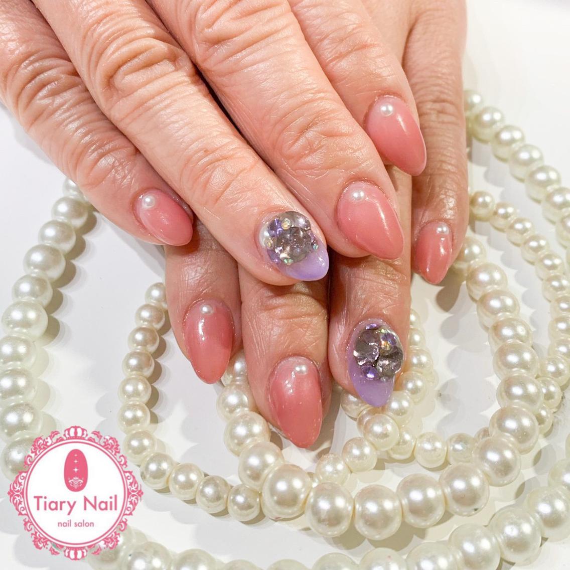 ネイル 桜ネイル クリアネイル フットネイル ジェルネイル キラキラネイル 💗🪽Tiary Nail🪽💗のネイルデザイン