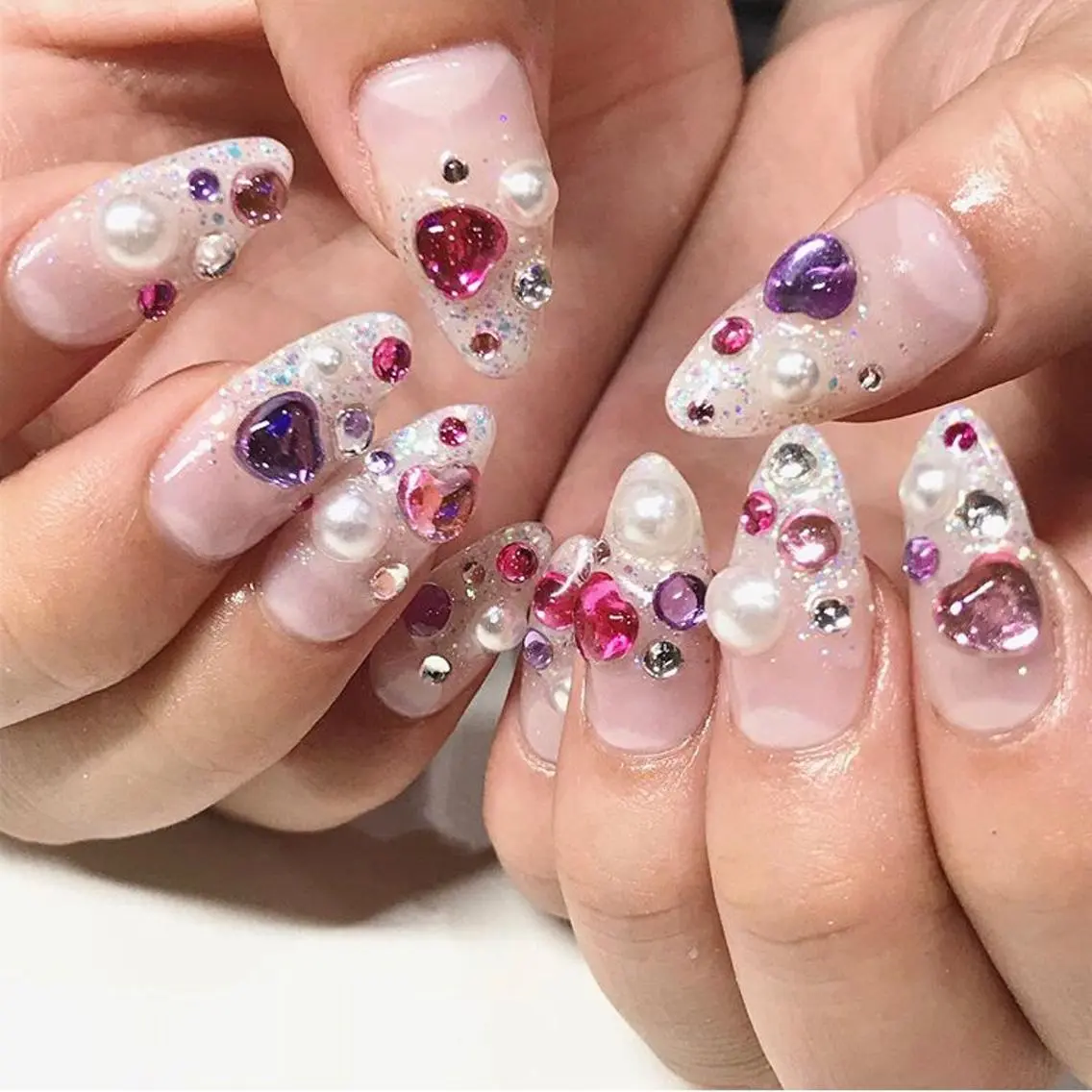 ネイル 渋谷／チップ長さ出し 👑アプレgel-xのネイルデザイン
