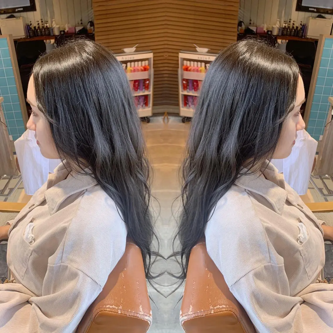 ロング カラー 透明感カラー オリーブグレー 韓国🇰🇷 ✂︎hair 内田愛のヘアスタイル