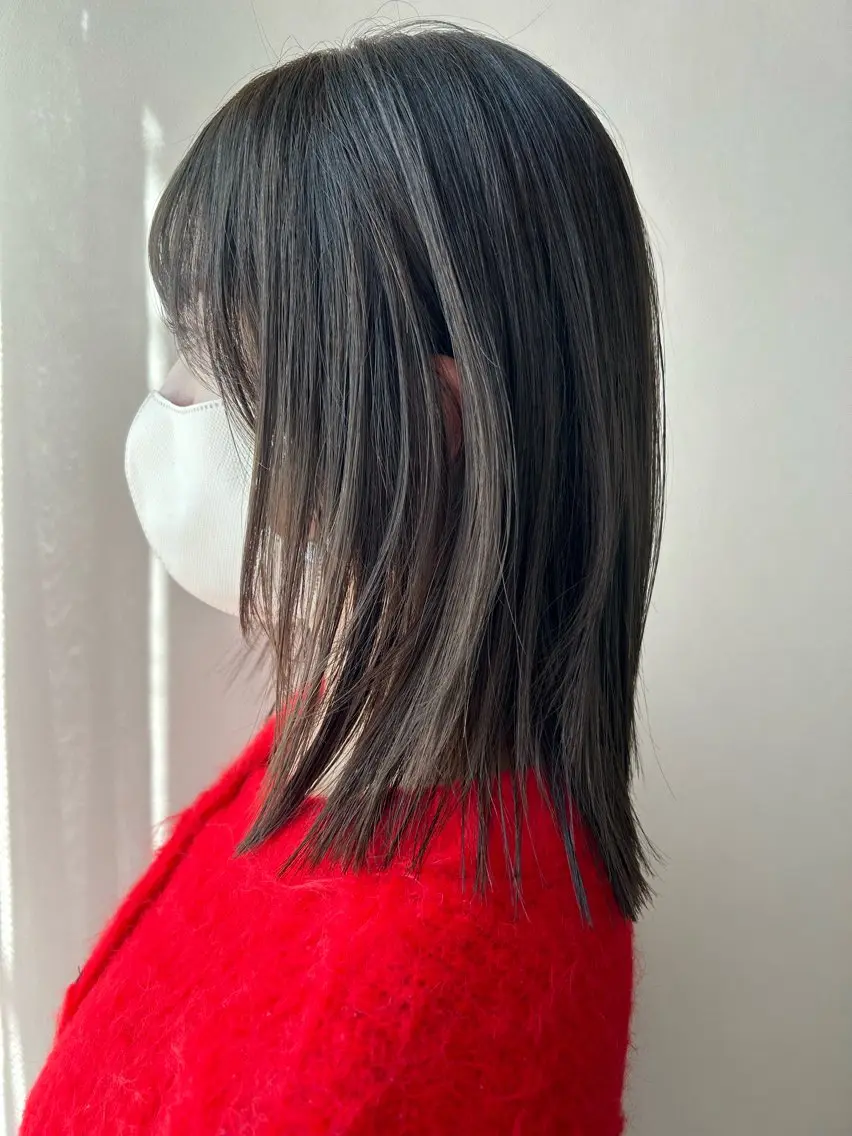 セミロング カラー 透明感カラー グレージュ hubhair レイヤー/透明感のヘアスタイル