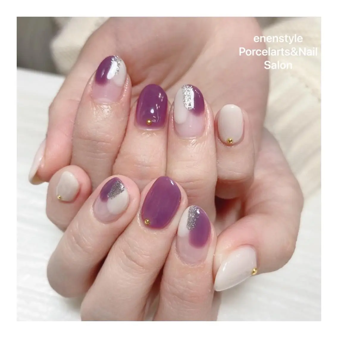 ミディアム ネイル ハンドネイル 🐾enen style 🐾のネイルデザイン
