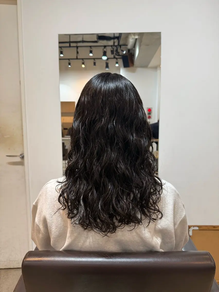 セミロング カット パーマ トリートメント 🌿朝5分でお洒落 パーマスタイル🌿のヘアスタイル