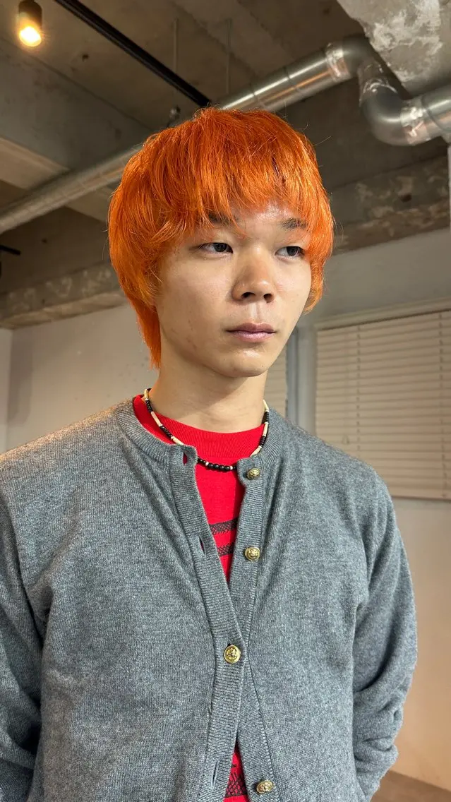 ショート カラー メンズ オレンジ カット ヘアカラー トリートメント MEN’S HAIR 🌊YUNAのヘアスタイル