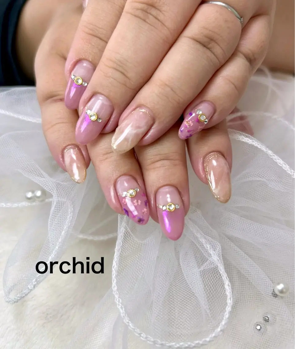 ネイル ハンドネイル orchid ♡オーキッドのネイルデザイン
