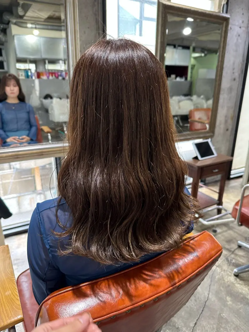 セミロング 🔥コテ巻き風 ボブパーマ🔥のヘアスタイル