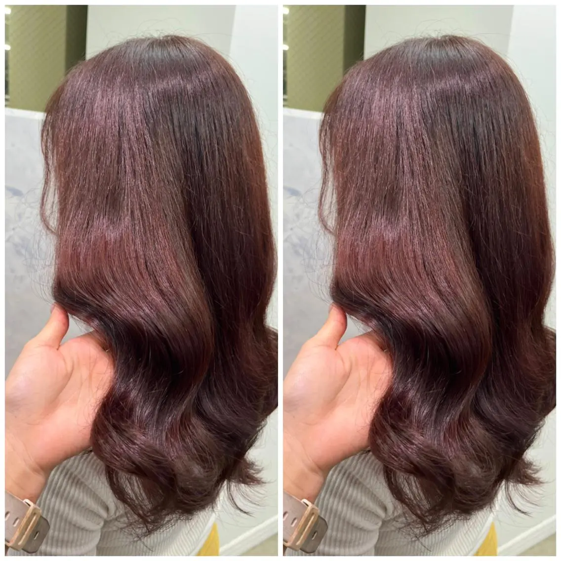 セミロング ピンクブラウン カット ヘアカラー 🦋プルエクステ ARISA🦋のヘアスタイル