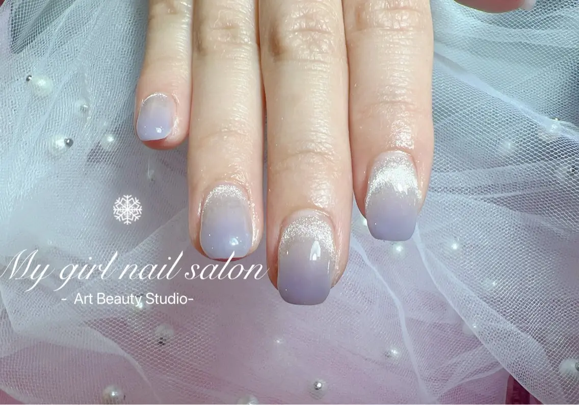 ネイル フレンチネイル グラデーション マグネットネイル マグネットフレンチ 逆フレンチ My Girl nailsalonのネイルデザイン