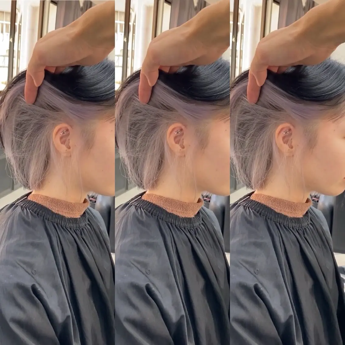 ミディアム カラー ヘアカラー トリートメント ハイライト、レイヤー カット/西梅田/中西のヘアスタイル