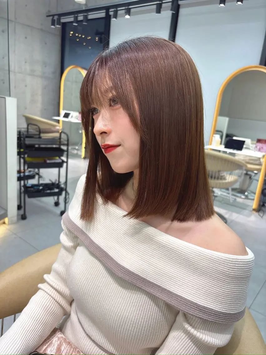 ミディアム カット 縮毛矯正 トリートメント 福岡縮毛矯正✨️ ストレート 向井和輝のヘアスタイル