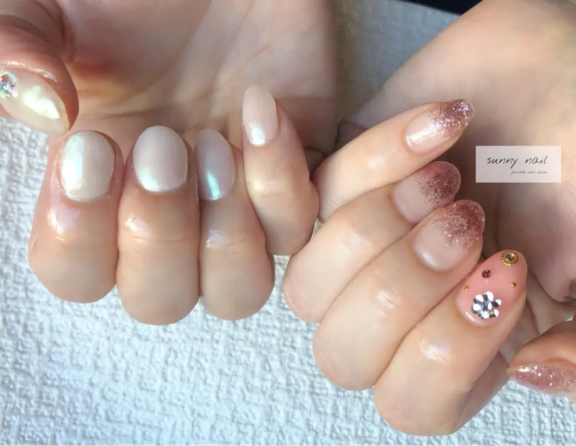 ネイル オーロラネイル グラデーション ラメ(グリッター) ラメグラデーション おそろいネイル sunny nailのネイルデザイン