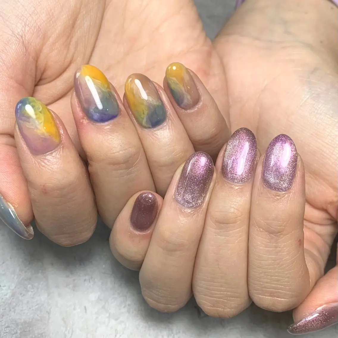 ネイル キラキラネイル マグネットネイル ニュアンスネイル ハンドネイル lillion karenのネイルデザイン