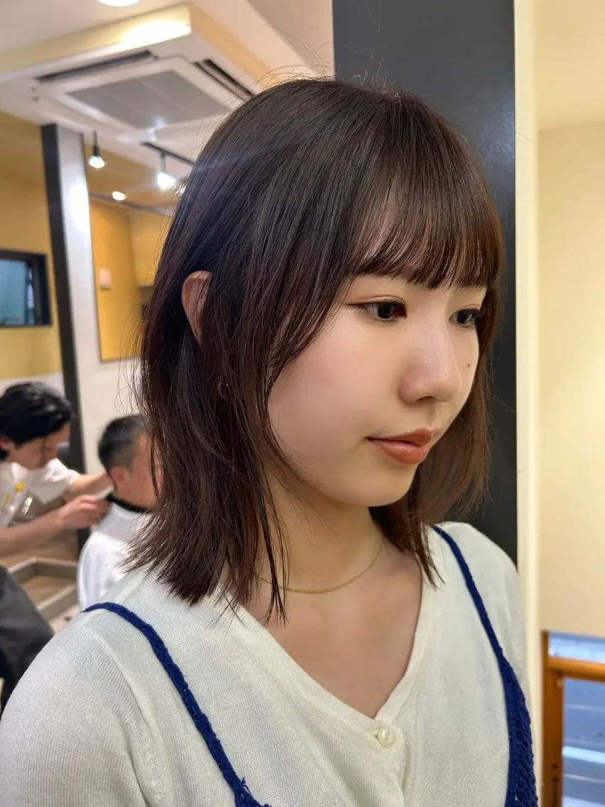 ミディアム カラー ボブ レイヤーカット hubhair レイヤー/透明感のヘアスタイル