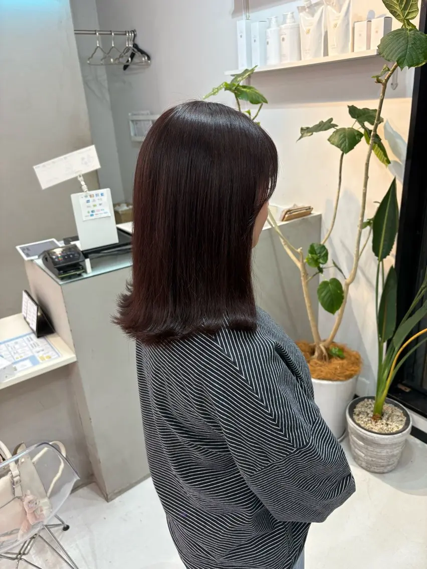 ミディアム カラー ブラウンカラー ピンクカラー カット ヘアカラー トリートメント 弓矢 叶のヘアスタイル