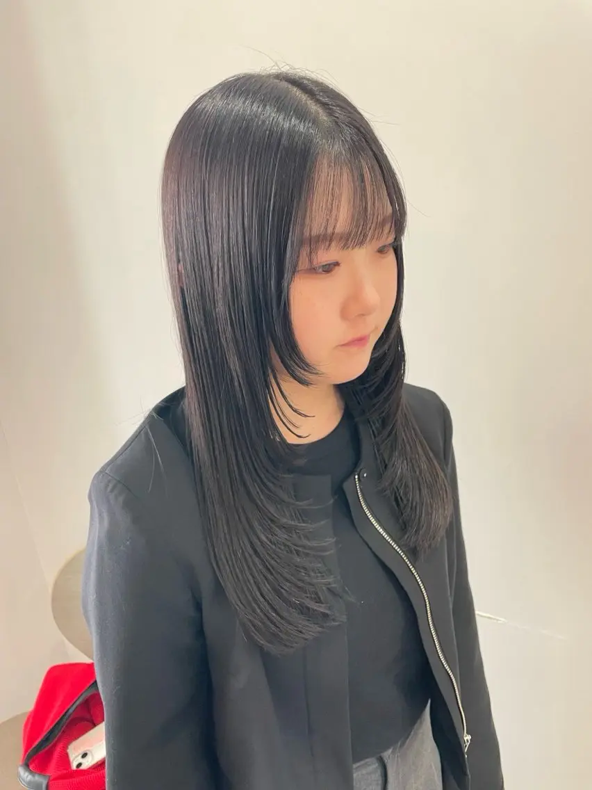 ロング カラー 透明感カラー 顔周りカット レイヤーカット カット ヘアカラー 森永 秀斗のヘアスタイル