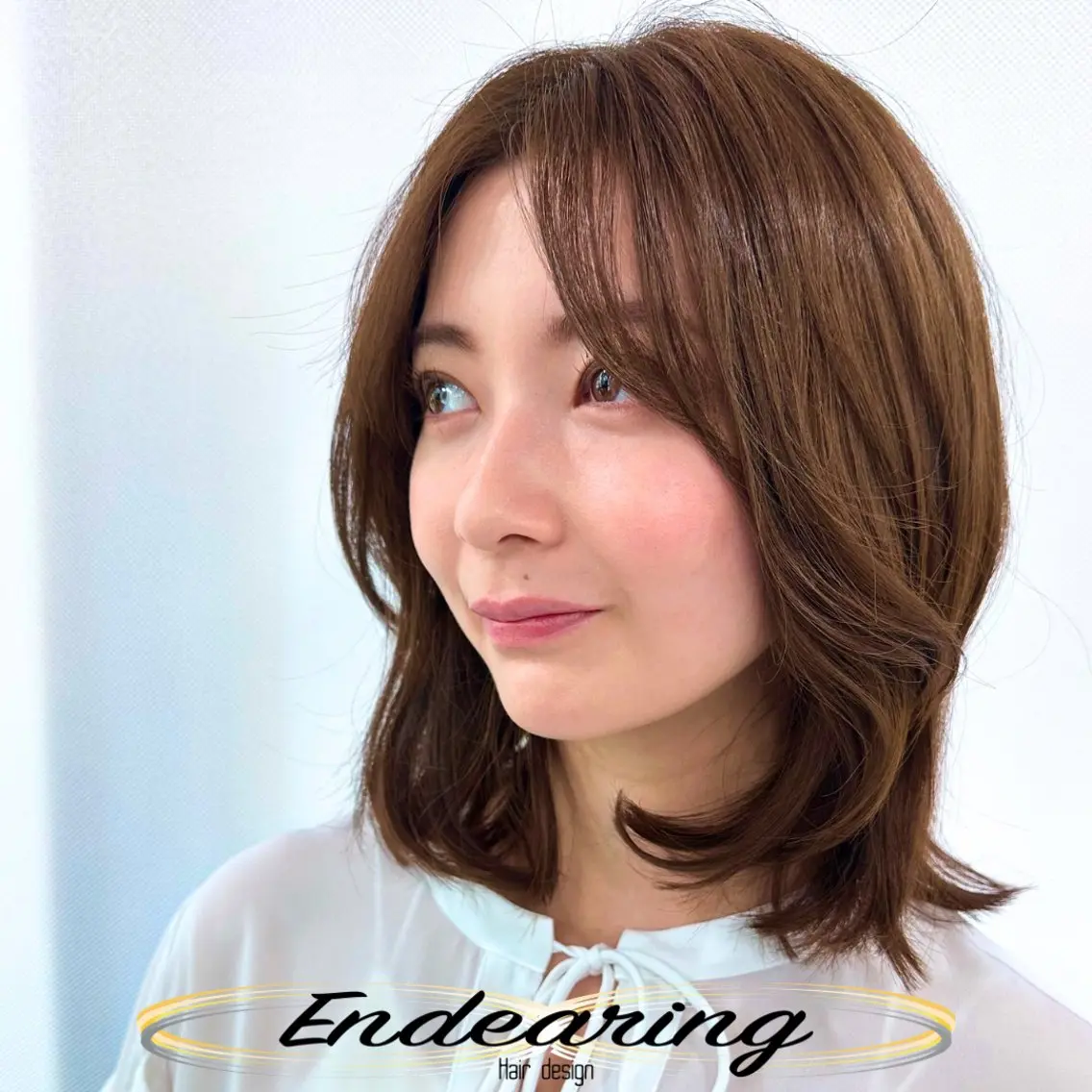 セミロング アッシュ 伸ばしかけ レイヤーカット カット ヘアカラー Endearing 銀座/レイヤーカットのヘアスタイル
