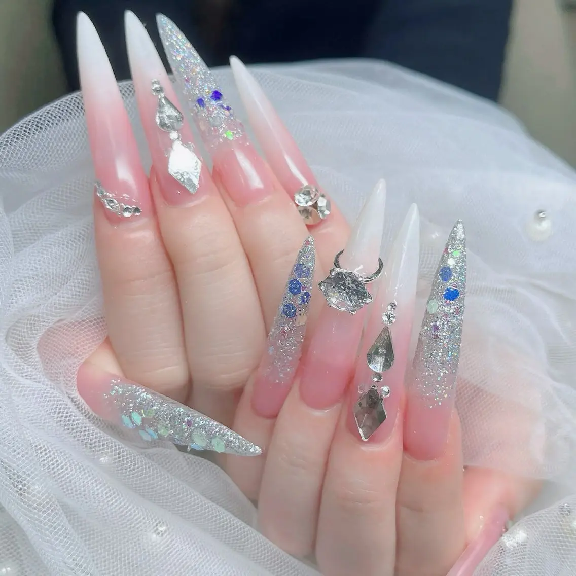 ネイル フットネイル フレンチネイル グラデーション 韓国ネイル ロングネイル ハンドネイル Hani Nail Salonのネイルデザイン