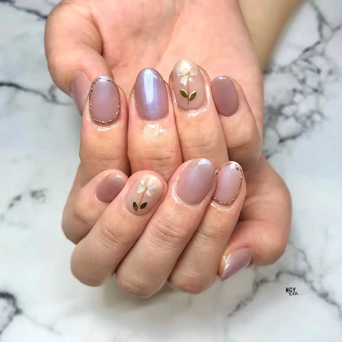 ネイル フラワーネイル ジェルネイル ニュアンスネイル オフィスネイル ワンカラーネイル NAIL NOWのネイルデザイン