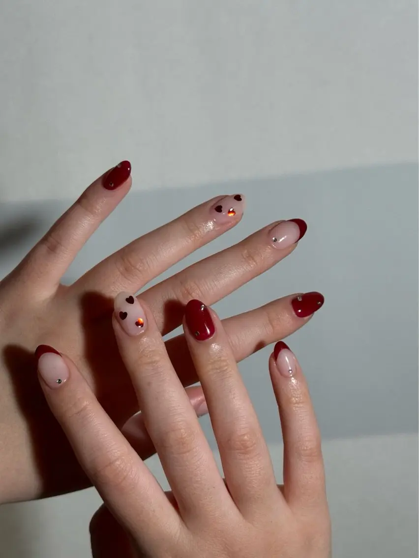 ネイル フレンチネイル バレンタイン ハンドネイル 【ORGAN】 nailのネイルデザイン