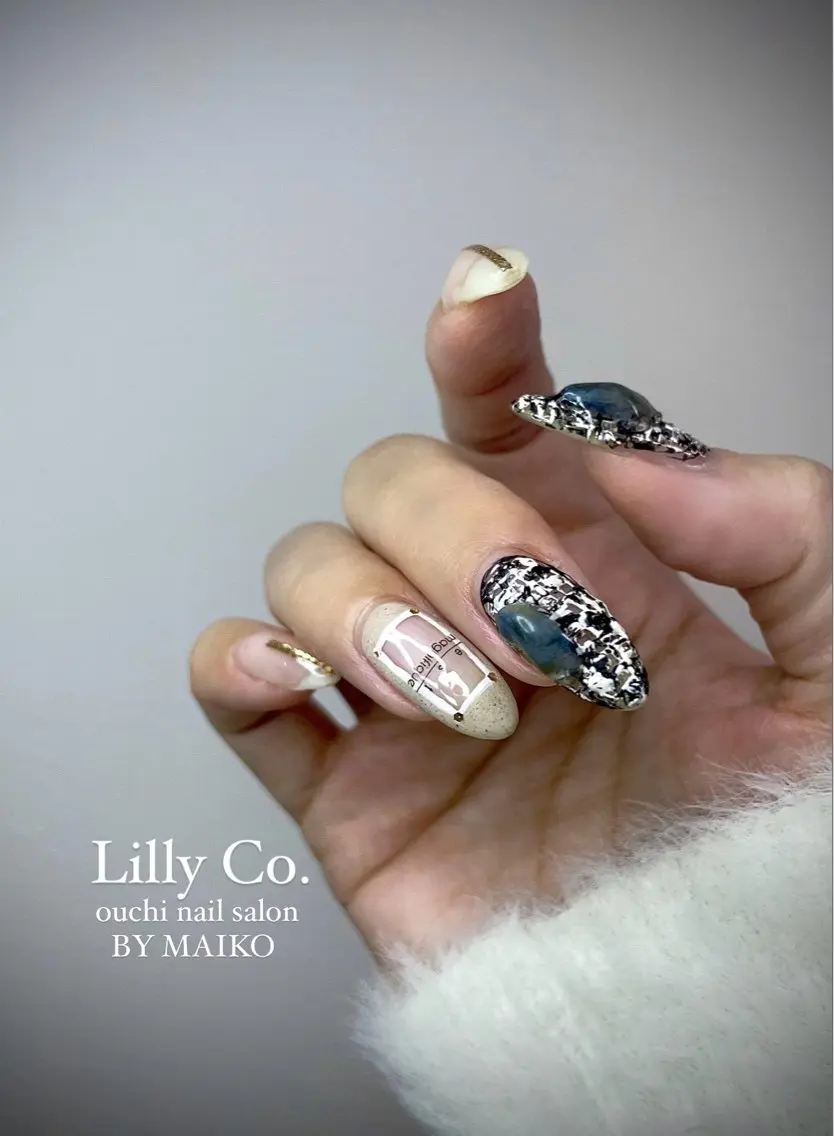 ネイル ツイードネイル Lilly Co.のネイルデザイン