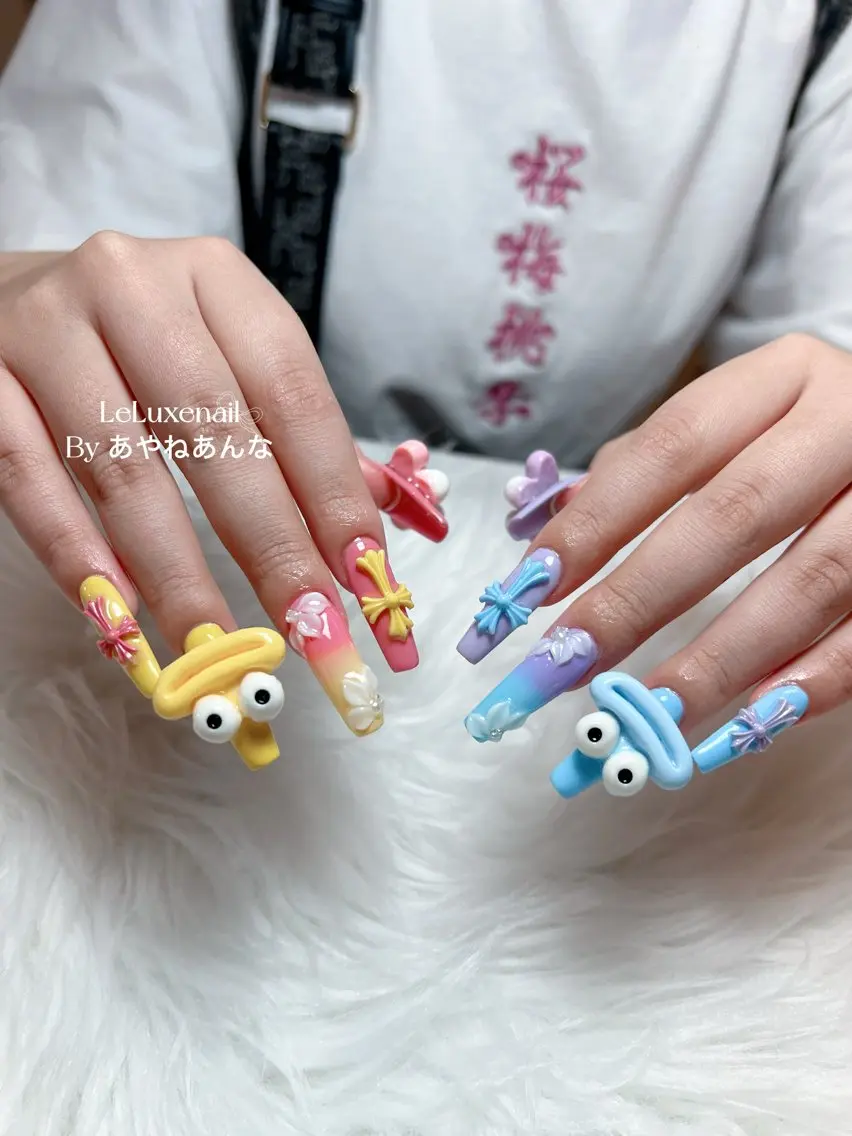 ネイル ブルー フラワーネイル 持ち込み ピンク ぷっくりネイル ハンドネイル もか あんなのネイルデザイン
