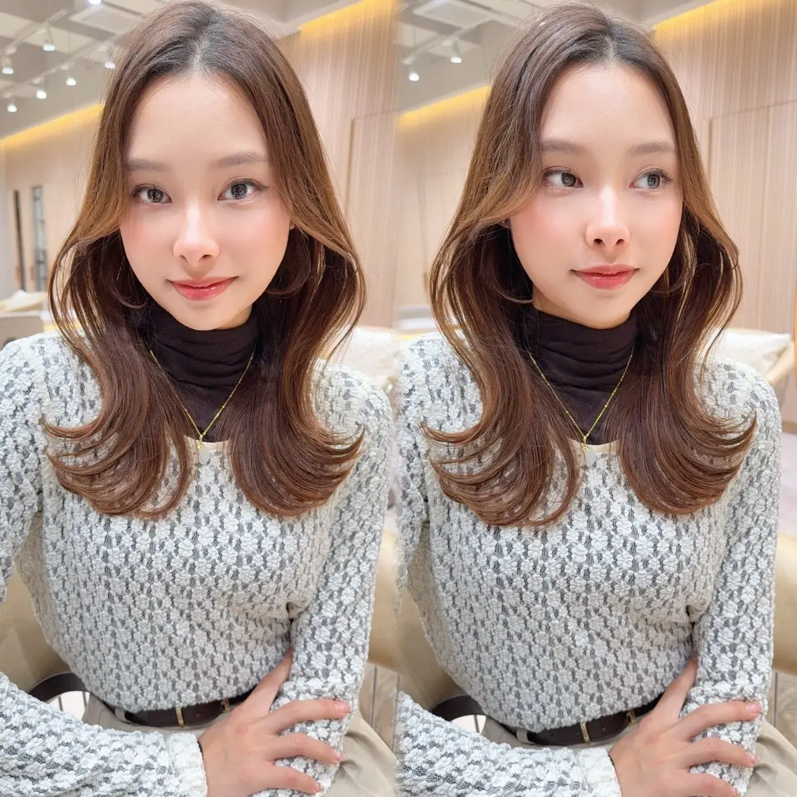 ミディアム カラー カット ヘアカラー トリートメント 美髪縮毛矯正✨🫧 レイヤー川村利幸のヘアスタイル