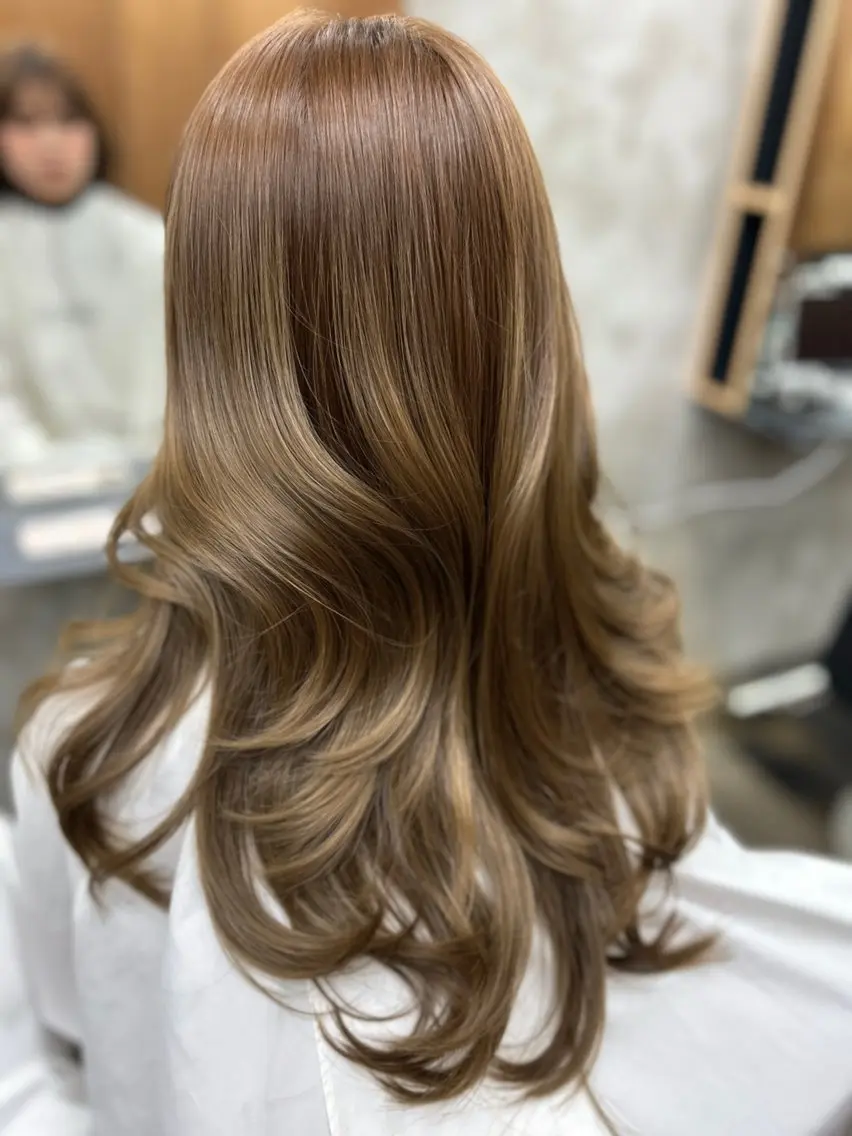 ロング カラー シールエクステ バレイヤージュ ベージュカラー ブリーチ ケアブリーチ カット ヘアカラー 大阪梅田/レイヤー/ ハイライト/yuuのヘアスタイル