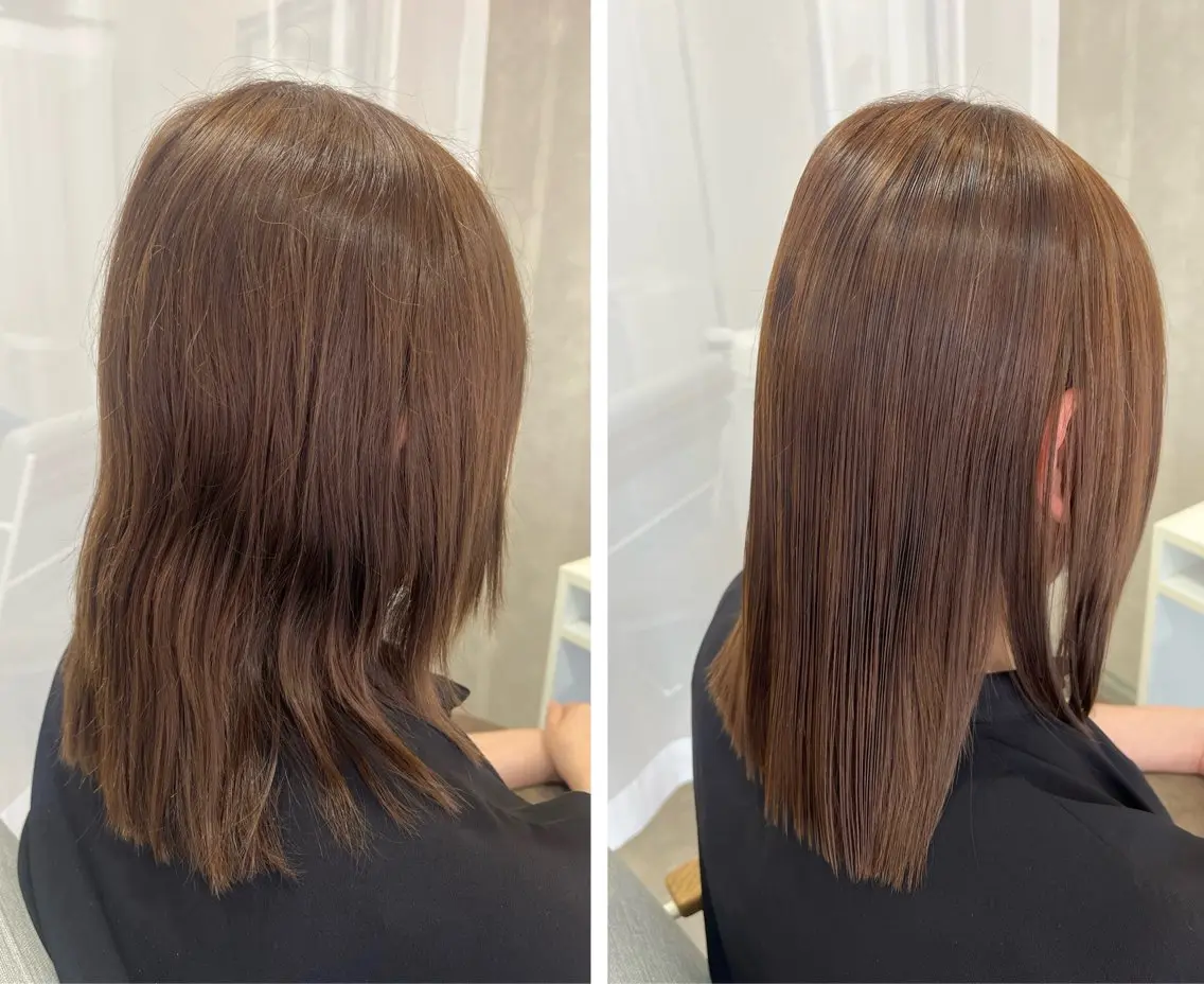 セミロング 縮毛矯正 森 愛友のヘアスタイル