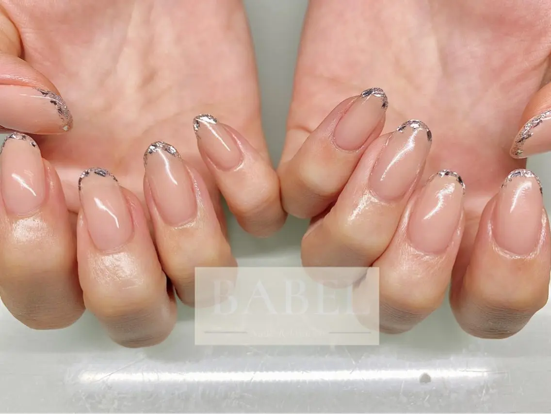 人気No2⭕️【オフ有/HAND】ガラスフレンチ💍の写真