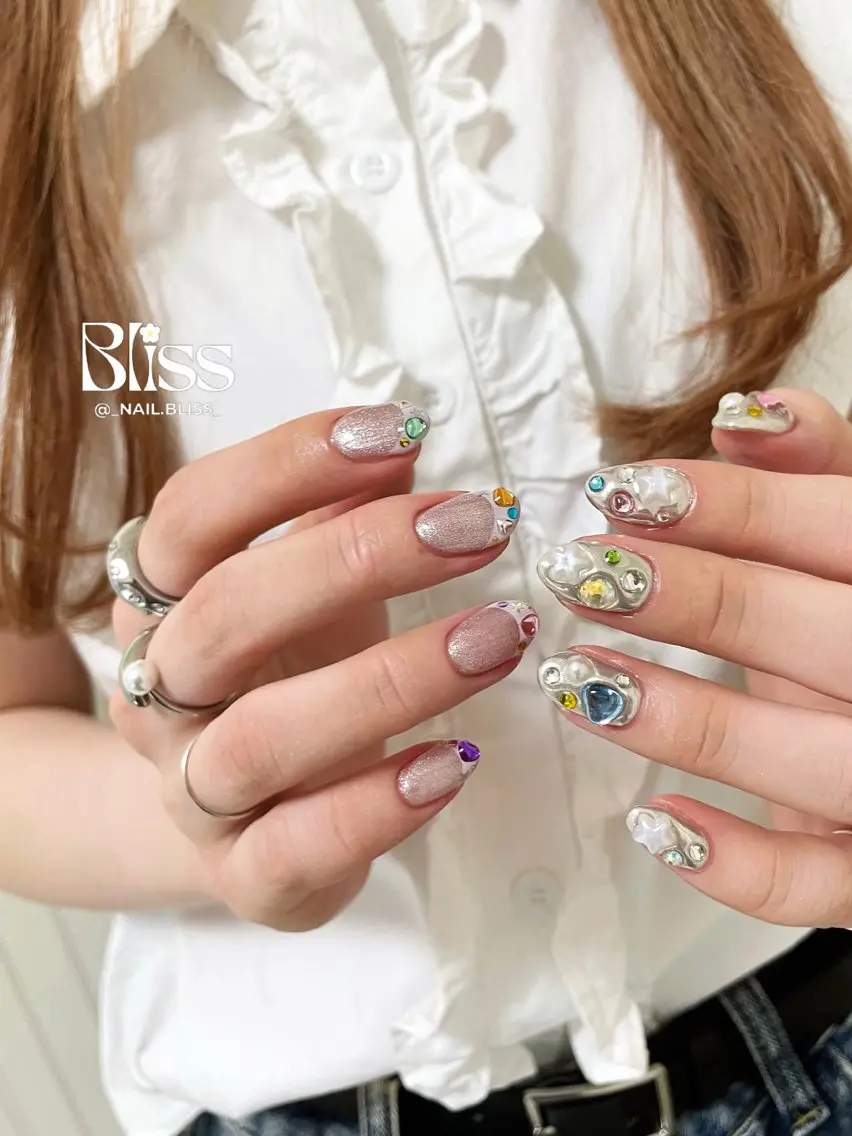 ネイル マグネットネイル ミラーネイル ハンドネイル NAIL BLISSのネイルデザイン