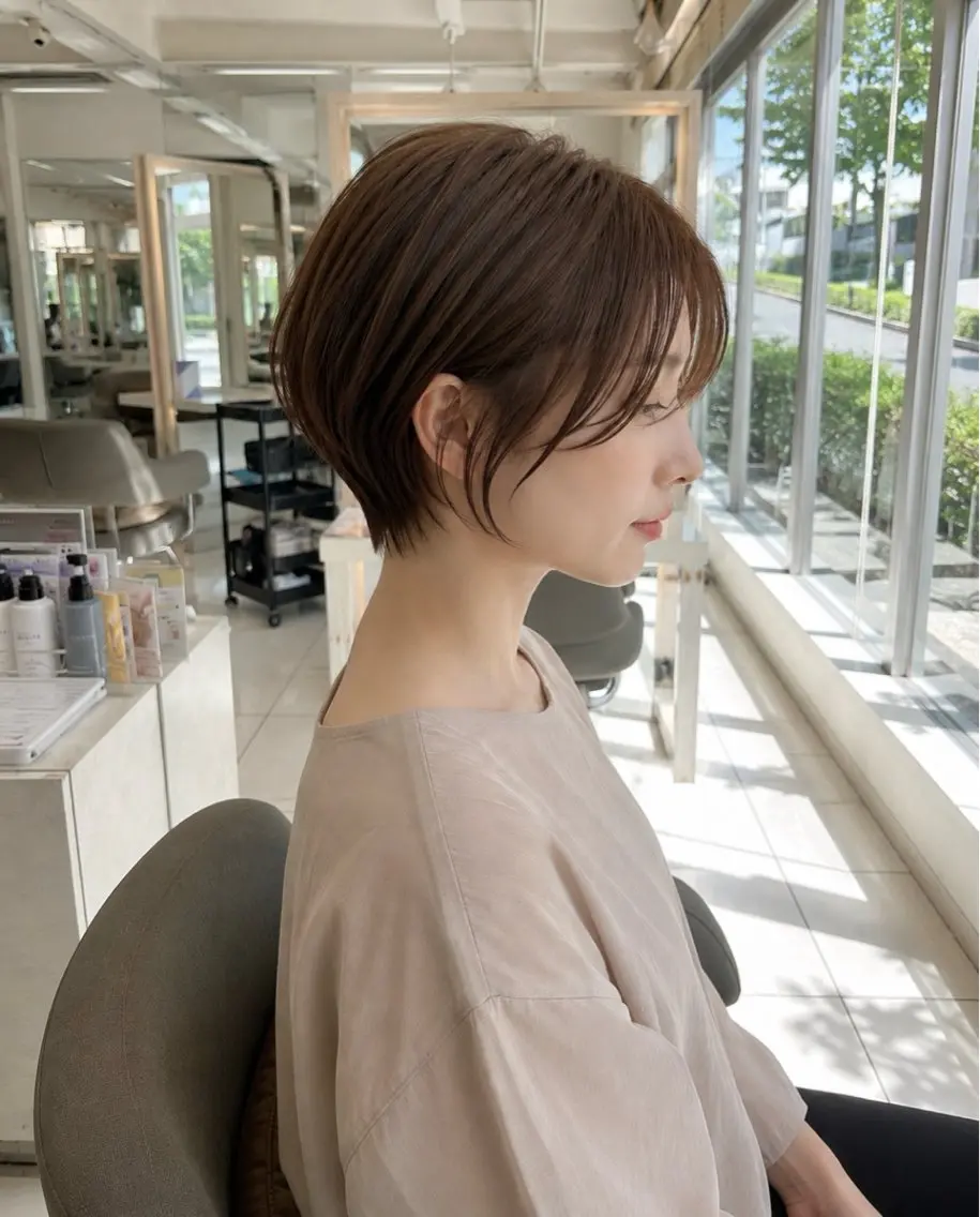 ショート カット ヘアカラー トリートメント ショートカット/ コテ巻きパーマ/なおのヘアスタイル