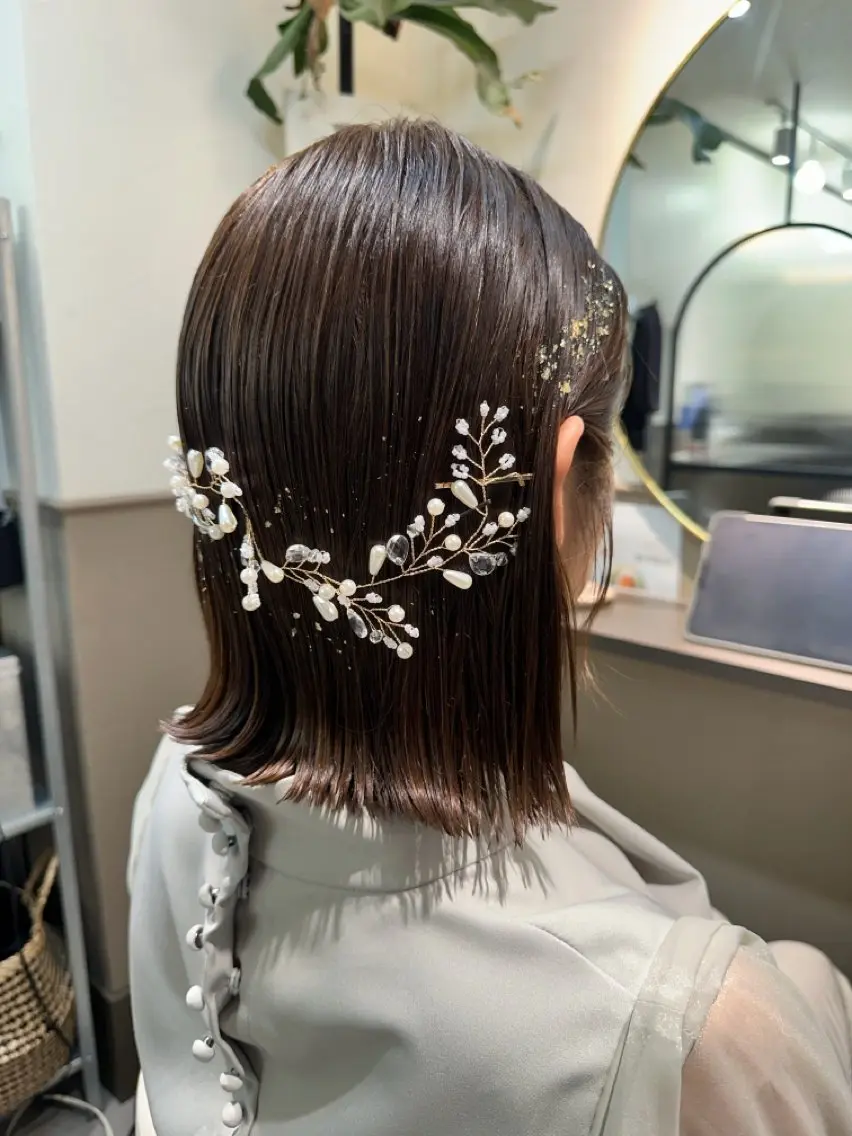 ミディアム ヘアアレンジ ボブ 髪飾り solon船橋2nd Amiのヘアスタイル