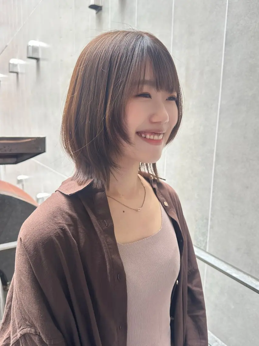 ミディアム カラー ヘアアレンジ ベージュカラー ブラウンカラー ブラウンベージュ くびれヘア 顔まわりレイヤー 髪質改善/韓国風 レイヤー/田村祐樹のヘアスタイル