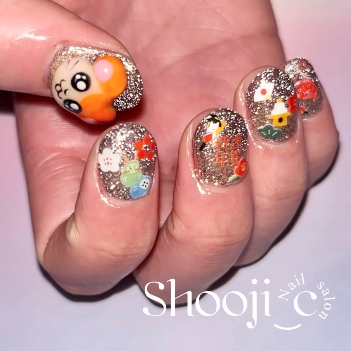 ネイル フラッシュネイル ラメ(グリッター) ショートネイル Shooji_c Nail salonのネイルデザイン