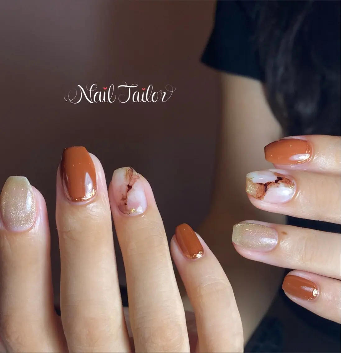 ネイル ブラウン ジェルネイル マグネットネイル ワンカラーネイル ハンドネイル NailTailor ネイルテイラーのネイルデザイン