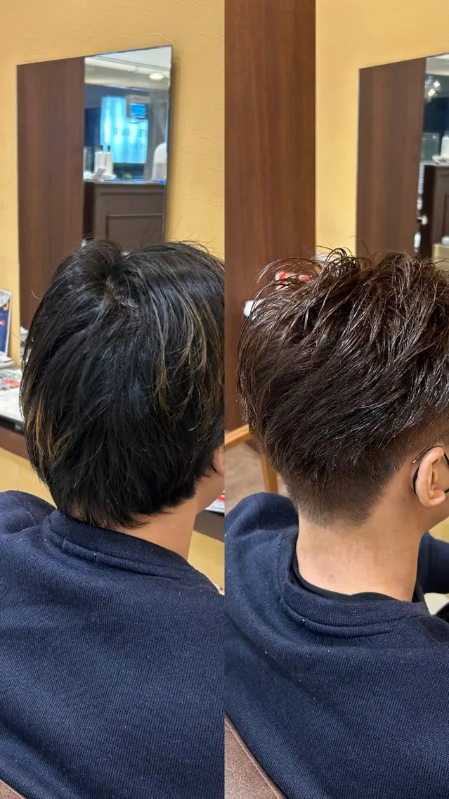 カラー メンズ カット ヘアカラー トリートメント Sae/クロスパーマ /盛れる顔周りのヘアスタイル