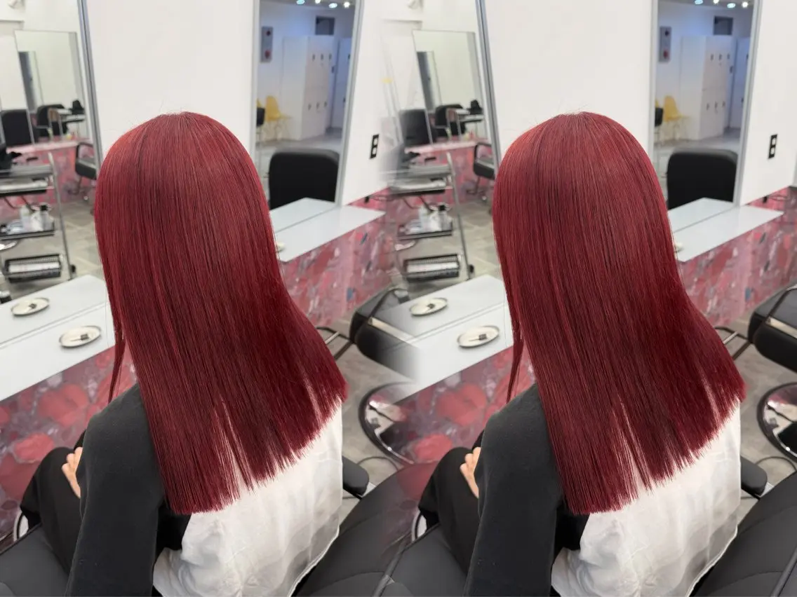 カラー レッドカラー ヘアカラー PELEmana🎀 ハイトーン🧚🪄のヘアスタイル