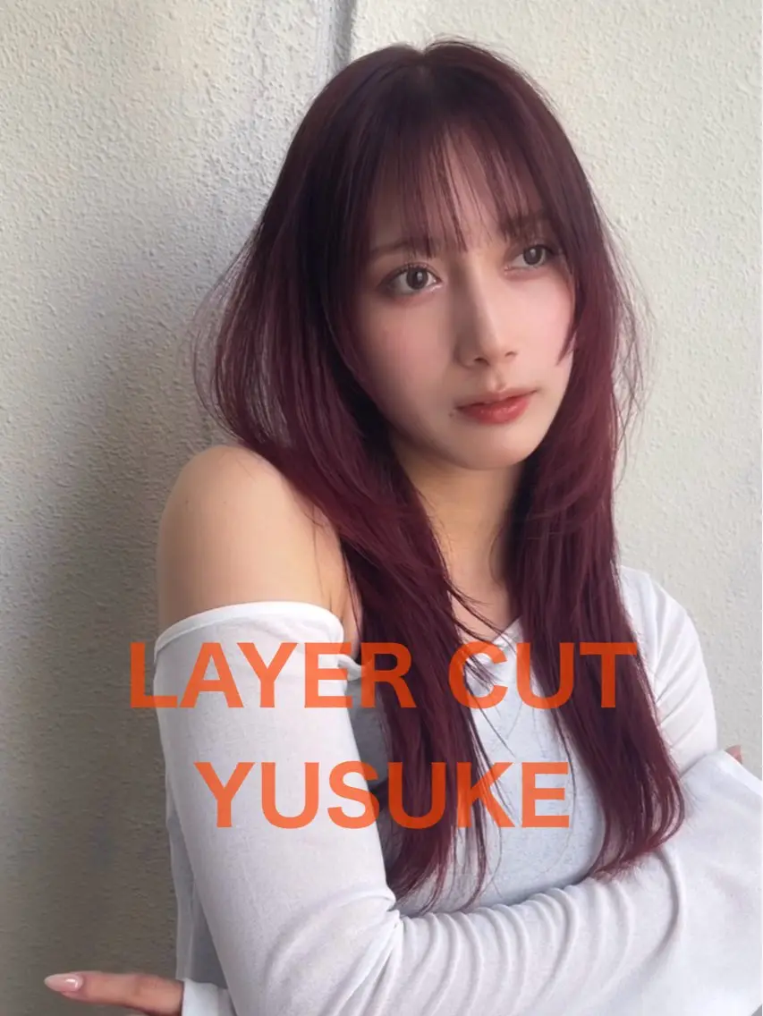 ロング カラー ヘアカラー トリートメント YUSUKE レイヤーカットカラーのヘアスタイル