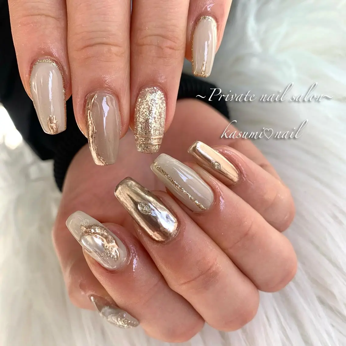 ネイル アートネイル ラメ(グリッター) マグネットネイル ミラーネイル 持ち込み KASUMI♡ Nailのネイルデザイン