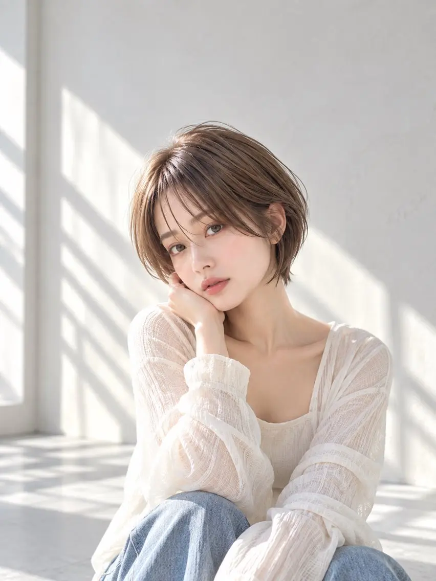 ショート カラー 透明感カラー くびれヘア ショートヘア カット ヘアカラー トリートメント ショート/レイヤー /ボブ/中村莞太朗のヘアスタイル