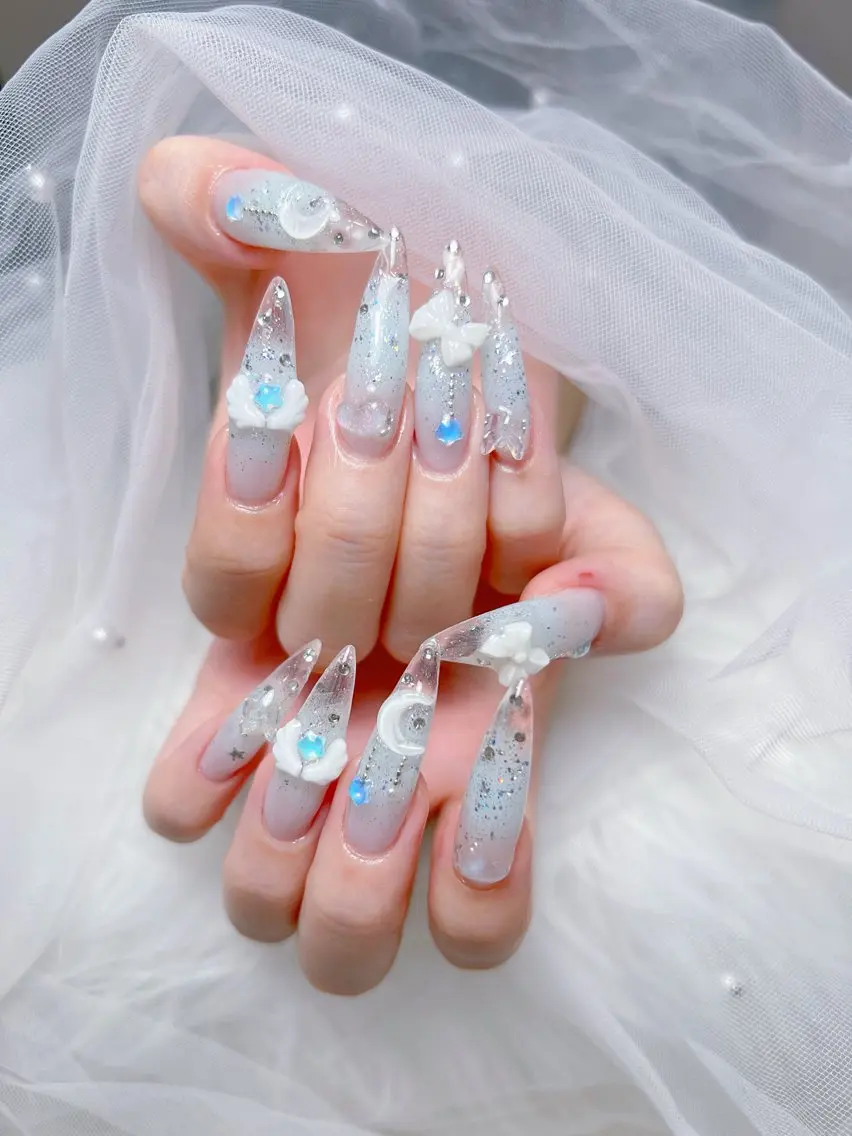 ネイル アートネイル オーロラネイル チークネイル 長さ出し フットネイル Miya _nailのネイルデザイン