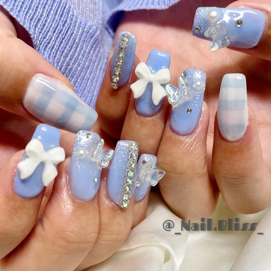 ネイル リボン ハンドネイル NAIL BLISSのネイルデザイン