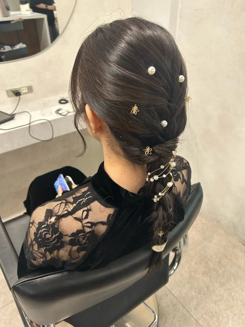 ミディアム ヘアアレンジ ヘアセット 🎀HARU/ボブ/ セット/赤み消し🫧のヘアスタイル
