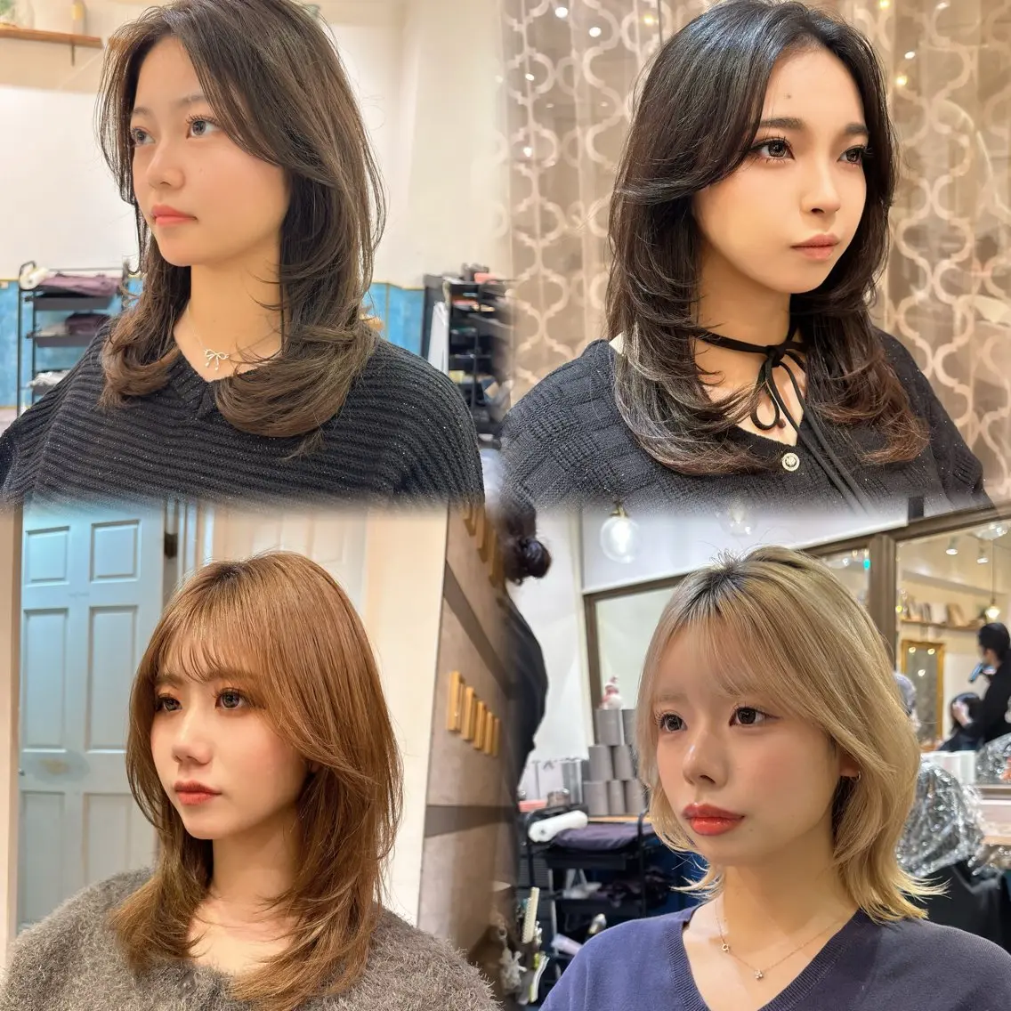 ミディアム カット ヘアカラー トリートメント ♥韓国レイヤー/透明 感カラー/目黒慎太郎のヘアスタイル