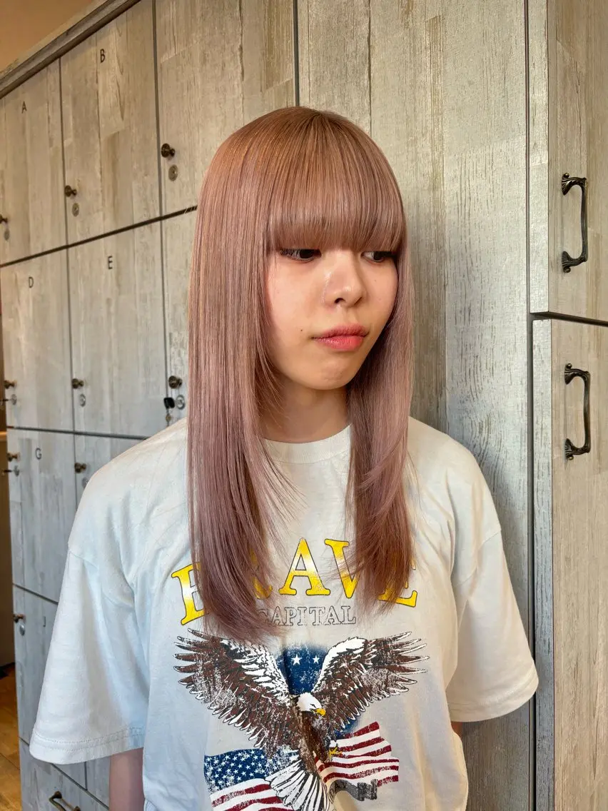 ロング カラー ベージュカラー ピンクカラー ピンクベージュ レイヤーカット 似合わせレイヤー/ Wカラー🧸こころのヘアスタイル