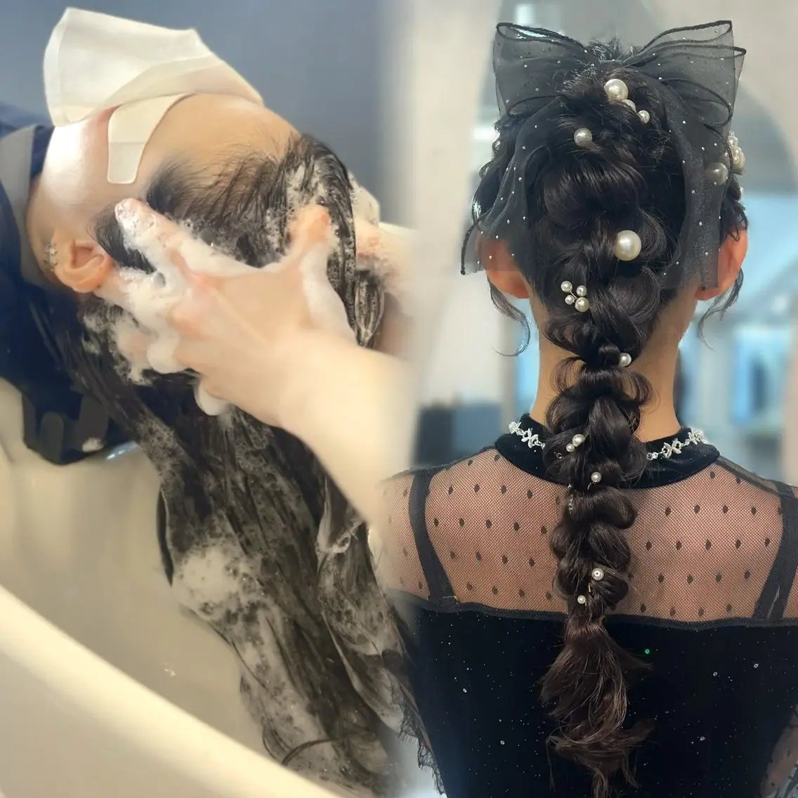 お出かけ前にリフレッシュシャンプー🫧 + 可愛くヘアセット🎀の写真