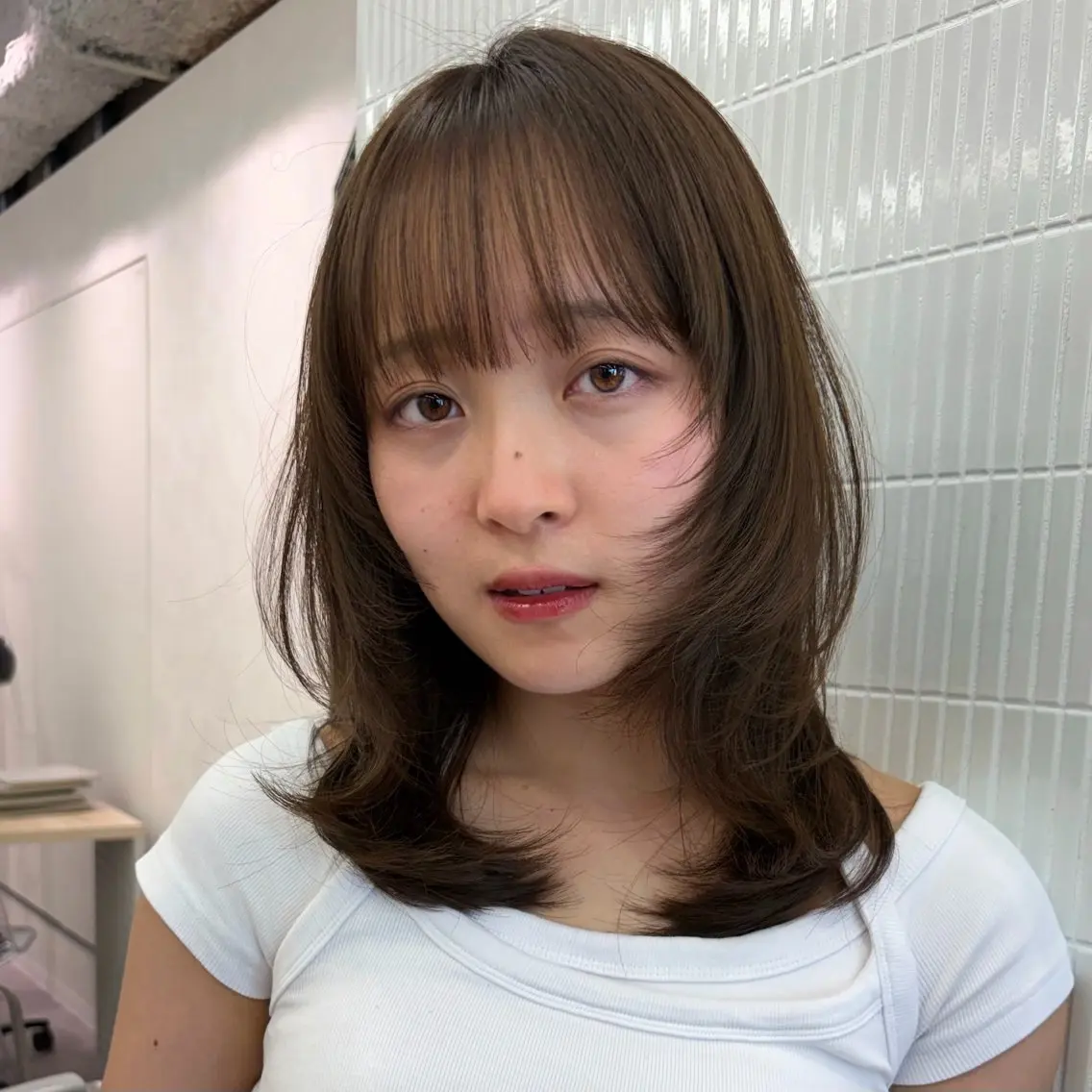 ミディアム ハッシュ/レイヤー カット横浜/心結のヘアスタイル